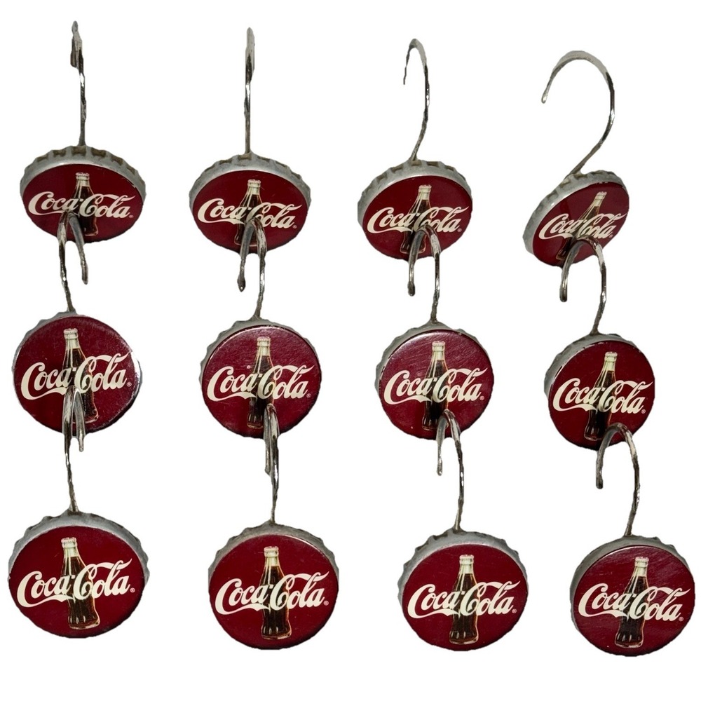 Vintage Coca Cola Bottle Cap Shower Curtain Hooks Set Of 12